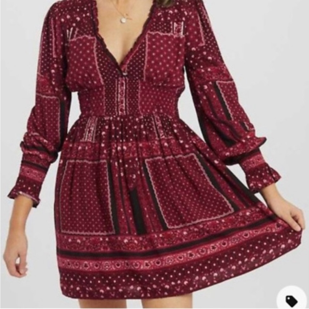 Altar’d State Printed Long Sleeve Mini Dress